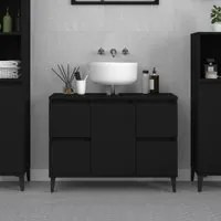 Mobile Lavabo Nero 80x33x60 cm in Legno Multistrato 821277