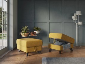 Moon Pouf contenitore e piedini alti in tessuto morbido impermeabile T02 giallo