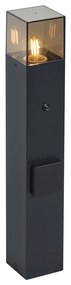 Lampada da esterno moderna nera con vetro fumé 50 cm con sensore crepuscolare IP44 - Denmark