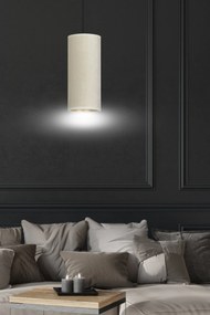 Sospensione 1 Luce Bente In Acciaio Nero E Paralume Bianco E Oro