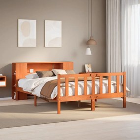 Letto libreria senza materasso marrone cera 160x200 cm legno