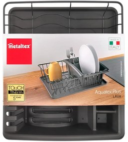 Vaschetta di raccolta in acciaio inox grigio antracite Aquatexplus Lava - Metaltex