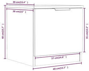 Comodini 2pz Rovere Fumo 40x39x40 cm