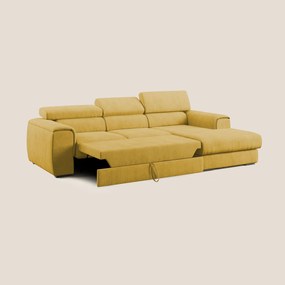 Zeno Divano angolare con pouf estraibile poggiapiedi in tessuto morbido impermeabile T02 giallo