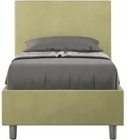 Letto Singolo rivestito in Microfibra - ADELE Colore: T verde, Dimensione Rete: 90x210, Tipologia Letto: Senza Rete