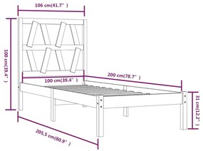 Giroletto Bianco in Legno Massello di Pino 100x200 cm