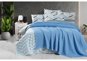 Copriletto in cotone blu 220x240 cm Waffle - Mila Home