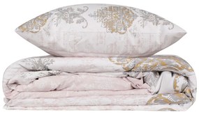 Biancheria da letto singola in cotone Renforcé marrone/beige 140x200 cm Daisy - Mijolnir