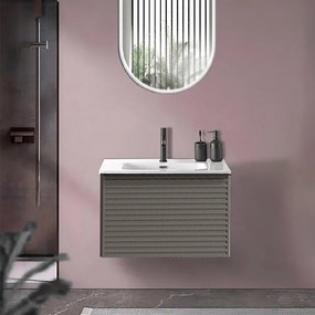 Mobile sottolavabo e lavabo Pixel grigio carbone L 60 x H 40 cm 1 cassetto