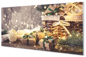 Pannello paraschizzi cucina Regali di ramoscelli di palline di Natale 100x50 cm
