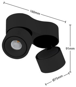 Arcchio Faretto da soffitto Rotari, 8,9W, a 2 luci, nero