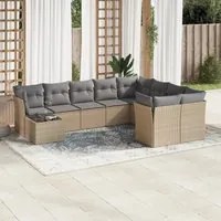 Set Divano da Giardino 10 pz con Cuscini Beige in Polyrattan 3250028