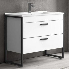 Mobile bagno 100cm con struttura metallica nera IKOS-100 - KAMALU