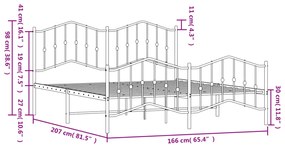 Giroletto con Testiera e Pediera Metallo Bianco 160x200 cm