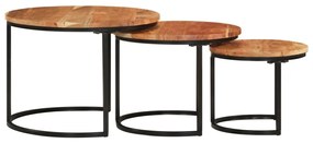 Tavolini a incastro 3 pz in legno massello di acacia