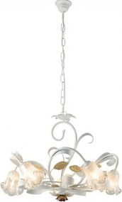 Lampadario Arte Povera Cesto Metallo Bianco E Oro 5 Luci E14