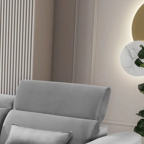 Divano angolare grigio allungabile/con contenitore (con penisola a sinistra/con chaise lounge) e rivestimento in velluto Foble – ELTAP