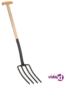 vidaXL Forca da Giardinaggio con Presa a T Acciaio e Legno Duro