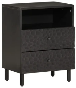 Comodino nero 50x33x60 cm in legno massello di mango