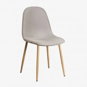 Confezione da 4 sedie da pranzo Glamm Legno naturale & Lino Marrone - Sklum
