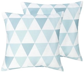 Set di 2 cuscini da esterno blu e bianco 40 x 40 cm TRIFOS Beliani