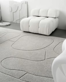 Tappeto in lana grigio chiaro 133x190 cm Morphic - Agnella