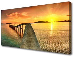 Stampa quadro su tela Mare, sole, ponte, paesaggio 100x50 cm