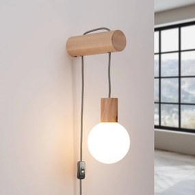 SOLLUX LIGHTING Applique Nimbi, legno chiaro, altezza 67 cm, legno/vetro