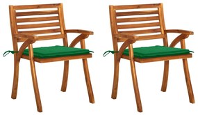 Sedie da Pranzo da Giardino con Cuscini 2 pz Massello di Acacia cod mxl 7067