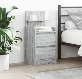 Comodini Con 2 Cassetti 2 Pz Grigio Sonoma 38x34x80 Cm /