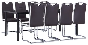 Set Sala Da Pranzo 9 Pz İn Similpelle Marrone /