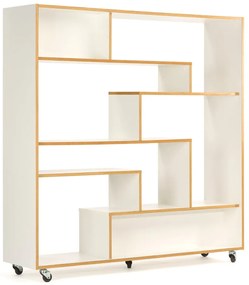 Libreria bianca con bordo in legno 140x143 cm Southbury - Woodman