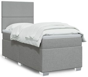 Giroletto A Molle Con Materasso Grigio Chiaro 80x200 Cm Tessuto /