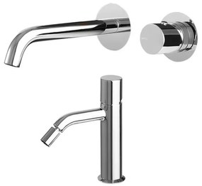 Set miscelatori lavabo da parete e bidet cromato lucido Gemma