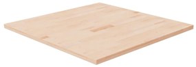 Piano Tavolo Quadrato 80x80x2,5 Cm Massello Rovere Non Trattato /