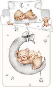 Set copripiumino e federa da bambini bianco in cotone per culla 100x135 cm Teddy Bear "Ribbon" – Jerry Fabrics