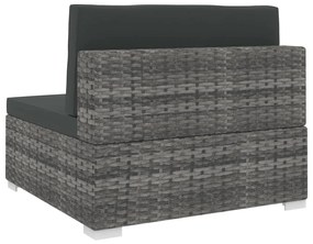 Seduta Centrale Modulare 1 pz con Cuscini in Polyrattan Grigio