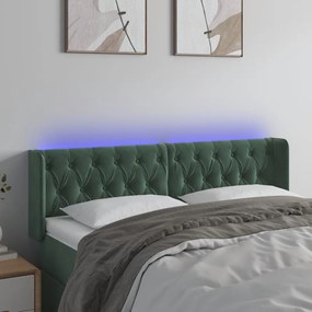 Testiera A Led Verde Scuro 147x16x78/88 Cm İn Velluto /
