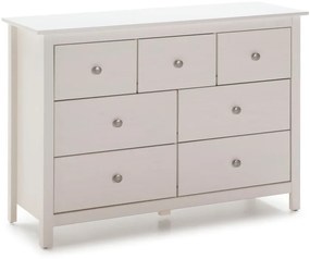 Cassettiera bassa bianca in legno di pino massiccio 110x80 cm Berna - Marckeric