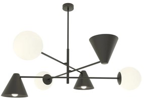 Plafoniera Moderna Industrial Njord 6 Luci Nero