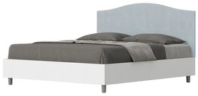 Letto Matrimoniale 160x190 cm struttura bianco frassino testata Gra - Con rete,Microfibra,Azzurro