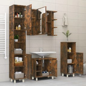 Armadietto bagno rovere fumo 30x30x95 cm in legno multistrato