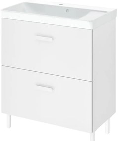 Mobile da bagno a terra sotto lavabo L 70 x H 80 x P 40 cm bianco laminato opaco, 2 cassetti SENSEA Easy