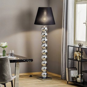 Argon Lampada da terra in tessuto Fulda, paralume nero, base cromata