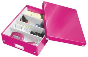Scatola di cartone rosa con coperchio 28x37x10 cm Click&amp;Store - Leitz