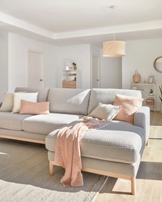 Kave Home - Divano Mihaela 3 posti con chaise longue destra in shearling grigio 264 cm