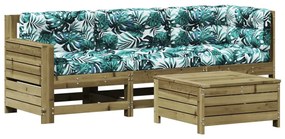 Set divani da giardino 4pz con cuscini legno impregnato di pino