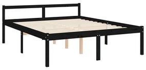 Letto per Anziani con Testiera Nero King Legno Massello