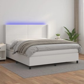 Giroletto Molle Con Materasso E Led Bianco 160x200cm Similpelle /