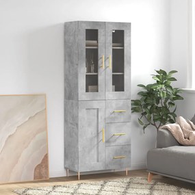 Credenza Grigio Cemento 69,5x34x180 Cm İn Legno Multistrato /